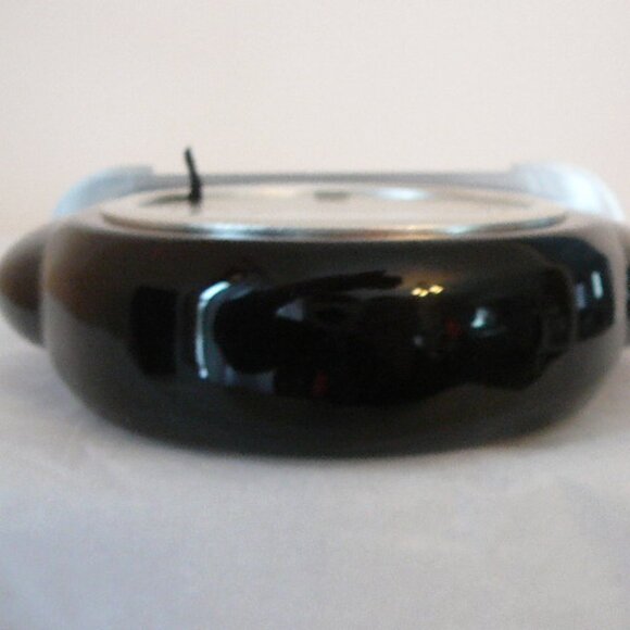 Art Deco Style Desk Mantle Silver Medallion Mahogany Look Battery Quartz Clock - Picture 5 of 6